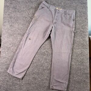 Wrangler Mens 38x33 Gray Canvas Work‎ Pants 10ZM400RG 100 Cotton Rigid Western